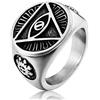 DFWY TQWSVUM Illuminati Occhio Della Provvidenza Anello Segnaletica Massotica Per Gli Uomini, Anello Massone Acciaio Inossidabile Forza Talismano, Moda Gothic Religion Protezione Gioielli Accessorio