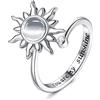 KALVICA Anelli Antistress per Donna in Argento Sterling 925 Girasole Anello Anello di Ansia Pietra di Luna Anelli Aperto per Anti Stress Regolabile Star Moon Spinner Ring Anelli Fidget