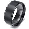 Epinki Anello Uomo Fascia in Titanio 10mm, Spazzolato Nero Fedina Fidanzamento Matrimonio Gioielli Anniversario Misura 25