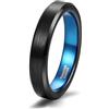 Epinki Anelli Nuziali in Tungsteno per Donna e Uomo 4mm, Bordo Smussato Spazzolato Bicolore Blu Nero Anello Fascia Misura 31