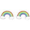 Zenvie Graziosi orecchini a bottone con arcobaleno e nuvole - Argento sterling 7 mm x 10 mm