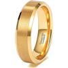 Epinki Anello Anniversario in Tungsteno per Donna e Uomo 6mm, Semplice Spazzolato Oro Anello Gioielli Fedi Nuziali Misura 22