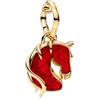 MSPOVOF Cavallo di fuoco rosso Charm,S925 perline in argento sterling, per bracciali e collane, regalo di gioielli per donne