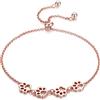 IMINI Bracciale Zampa Per Donne Argento Sterling Carino Lucido Cucciolo Cane Gatto Gattino Zampa Stampa Palla Perline Braccialetti Con Ciondoli Regolabili Amante Degli Animali Gioielli Regali (Oro rosa)