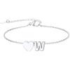 FindChic Cuore Bracciale Donna, Braccialetto Donna in Acciaio Inox, Bracciali Alfabeto Lettera W