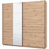 Dmora Guardaroba Grande Katoko 220x218h cm Marrone Rovere Nodi Appendiabiti 2 Ripiani, Armadio Camera da Letto Apertura Scorrevole