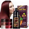 JHzood Shampoo colorante 3 in 1, copre capelli bianchi, tintura naturale a base vegetale, facile da usare, lunga tenuta, per donne e uomini,disponibile in 9 colori di tendenza, 500 ml (Deep wine red)