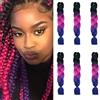 Cybelleza 24" Trecce Capelli Finti Extension Ombre Nero&Fucsia&Blu viola Treccine Afro Sintetici Fibre Jumbo Braiding, Confezione da 6