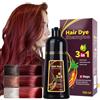 JHzood Shampoo colorante 3 in 1, copre capelli bianchi, tintura naturale a base vegetale, facile da usare, lunga tenuta, per donne e uomini,disponibile in 9 colori di tendenza, 500 ml (Wine red)