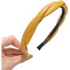 Whakano Fascia per capelli in pelle, doppia fascia intrecciata, antiscivolo, elastica, con denti, sottile, per donne e ragazze, colore giallo