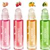 Bekoeen Set di 4 lucidalabbra Fruity idratante, olio per labbra, incolore, fruttato Roll on Lip Oil, Lip Glow a lunga durata, per labbra secche