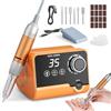 GJCrafts Fresa elettrica professionale, 35000 giri/min, per manicure e pedicure con 6 frese, display LED per unghie in gel e acrilico, per uso domestico e saloni di unghie