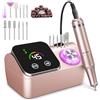 Cadrim Tornio per unghie professionale 45000 giri/min, con 12 testine di lucidatura, touch screen LCD, manopola in vetro, lima portatile per unghie acriliche e gel(oro rosa)