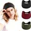 Alexis Leroy 3 Pezzi Fasce per Capelli Donna Fascia Larga per Capelli in Tinta Unita Nero/Bordeaux/Verde Scuro