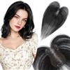 Elailite Hair Topper Donna Capelli Veri Clip 14g 28cm Protesi Toupee Posticci Toupet Silk Lace 7x11cm #1B Nero Naturale