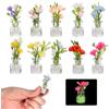 Ptwola 10 fiori in miniatura, pianta per casa delle bambole in vaso, realistico, vaso di vetro floreale, decorazione per la casa, piccole composizioni di piante, decorazione per case piccole, micro