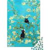 JQXZKNPHRT Albero in Fiore Gatti Neri Puzzle 1000 Pezzi per Adulti Carta Gioco di Puzzle 1000 Pezzi Relax Decorazione Regalo 38x26cm/1000pcs