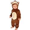 Runhomal Costume da animale unisex per bambino in flanella con cappuccio Halloween da sera Cosplay Costume in peluche, Scimmia Marrone, 3-4 Anni