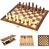 JurciCat Scacchi in legno Scacchiera portatile pieghevole professionale legno 3 in 1 Chess Board Set per attività di famiglia Festa Adulti Bambini Viaggio