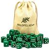 Waldfelsen 6, 12, 20, 30 o 50 dadi di alta qualità, dimensioni standard 16 mm, dadi acrilici, dadi da gioco, 6 lati, set di accessori da gioco con sacchetto di stoffa (verde, 30 pezzi)