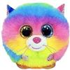 TY - Peluche - Puffies - Gatto - Gizmo - Multicolore - Gattino Arcobaleno con occhioni Glitter - Le Palline Beanie di Peluche morbide e coccolose - 10 Cm - 42520