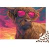 RMMERPCVREFE Highland Cow Puzzle 1000 Pezzi Carta per Adulti Stile Artistico Tramonto Gioco di Puzzle 1000 Pezzi Rilassante Famiglia Regalo 38x26cm/1000pcs