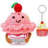 Vspek Divertente bambola a forma di tazza di gelato all'uncinetto, portachiavi con tazza di gelato, fatta a mano, regalo positivo per donne, uomini, amici, sorella, BFF, collega, decorazione per