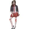 Ulikey Costume da Zombie Halloween, Costume High School Horror Zombie Scolaro con Grigio Giacca Camicia, Calzini, Cravatte, Gonne, Ragazza Costume Zombie di Halloween per Bambina Carnevale Cosplay