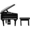 FONGKNOX Modello di pianoforte in miniatura, pianoforte in legno nero, modello di strumenti musicali, mini simulazione, ala in legno con sgabello per 1:12 accessori casa delle bambole