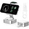 KEEPRO Stazione di ricarica 3 in 1 per Apple, caricatore wireless magnetico pieghevole con Mag-Safe per serie iPhone 17e/17/16/15/14/13/12/Air, Apple Watch e Pods Pro/4/3/2 con caricatore rapido (Bianco)