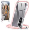 Pnakqil Cover per Samsung Galaxy A57 con Cordino, Trasparente Custodia con Laccio Tracolla Cellulare Girocollo Collana Protettiva per Samsung Galaxy A57 6,7, Rosa