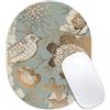 Velluxion Tappetino per mouse vintage, 15,7 x 20,5 cm, design floreale botanico, tappetino per mouse ovale portatile con base antiscivolo per computer portatile