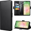 caslord cover compatibile con Samsung Galaxy A56/A36 5G [Protezione in vetro temperato *1][Custodia a portafoglio*3][Blocco RFID][PU Premium] Custodia a libro con Samsung A56/A36 5G - Nero