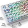 Hyekic PBT German Keycaps, 128 Keys Manga White Keycap, Retro Style Side Printed Shine Through Dye Sub Keycap for Cherry MX Switch ISO QWERTZ Layout Meccanical Keyboards