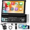 Hodozzy Autoradio 1 Din con Schermo 7 Pollici Touch Screen con Wireless Carplay Android Auto 1 Din Stereo Auto no DAB+