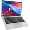 PINSTONE PC Portatile 14'' Dual-Core fino a 2.6GHz, 6GB RAM 128GB SSD, Display UHD 4K, WiFi 5G, Mini-HDMI, Tastiera a Membrana, Design Fanless (Senza Ventola), Argento, Mouse Incluso