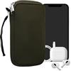 kwmobile Custodia in Neoprene con Zip per Smartphone L - 6,5 - Astuccio Portacellulare a Sacchetto con Cerniera - Borsa in verde scuro
