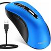 memzuoix Mouse USB con Cavo - Mouse Ottico 1400 DPI, 5 Tasti, Design Ergonomico con Cavo da 1,5m - Per Computer, PC, Mac (Blu)