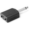 CABLEPELADO Adattatore Audio Mono | Splitter 1 x 6,3 mm Jack Plug a 2 x 6,3 mm Jack | Duplicatore Audio | PVC | Adatto per auricolari, microfono, amplificatore