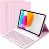 KTOITION Custodia per iPad di 11a/10a generazione con tastiera 11/11 2025 A16 2022 con portapenne, custodia magnetica staccabile wireless Bluetooth Folio Stand Cover per tastiera ricaricabile (rosa)