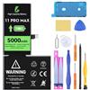LL TRADER Batteria per iPhone 11 Pro MAX, batteria ad alta capacità da 5000 mAh con tutti gli strumenti per la riparazione