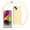 Kueqeay Custodia con Cordino per iPhone 13 Mini Silicone Bumper Cover Ragazze Motivo Striped Righe Cute Design Giallo con Laccio Collana Antiurto Protettivo Case Cellulare Girocollo, 06