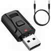 ViiRou Adattatore Bluetooth USB 5.0 2 in 1 (ricetrasmettitore) per TV PC Auto Cuffie Altoparlanti, vivavoce audio stereo senza fili, senza latenza, jack AUX da 3,5 mm