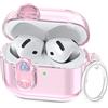 VOTILE (con blocco di sicurezza) custodia trasparente compatibile con custodie Apple AirPods 4 2024 da donna, VOTILE Soft TPU Transparency Air pods 4 Gen Case iPod 4 Earbuds Case Girl Keychain per Airpod