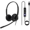 Yealink Cuffie stereo UH34 USB con microfono - Cuffie stereo con cancellazione del rumore, cuffie professionali da lavoro VoIP telefono computer call center ufficio