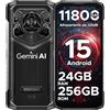 DOOGEERugged Blade 20 Pro Rugged Smartphone Android 15, 24GB+256GB/2TB TF, Octa Core Telefono indistruttibile, 11800mAh con Visione Notturna Celluare Antiurto, 50MP/NFC/Fingerprint/Face ID/Widevine L1