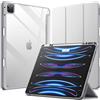 JETech Custodia per iPad Pro 12,9 Pollici (2022/2021/2020/2018) con Portapenne, Posteriore Chiaro Trasparente Supporto Sottile per Tablet Cover Antiurto (Argento)