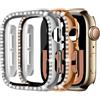 MYAPULUA 2 Pezzi Bling Cover per Apple Watch Custodia Rigida PC con Brillantini Glitter con Pellicola Protettiva in Vetro Temperato Custodia Protettiva per iWatch serie 10 9 8 7 6 5 4 SE