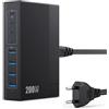 QTshine Caricatore USB C Multiplo 200W, 8 Porte Alimentatore GaN III 65W Stazione di Ricarica Rapida, Caricatore Tipo C da Parete con 4 PD Tipo-C & 4 QC USB-A per iPhone, Laptop, MacBook Pro, iPad, Samsung