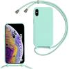 MBSLFY Cover per Cordino con Collana per iPhone XS Max, Custodia Silicone Morbido con Corda, Case Tracolla Silicone con Necklace Regolabile per iPhone XS Max, Menta verde